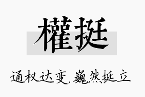 权挺名字的寓意及含义