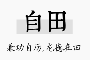 自田名字的寓意及含义