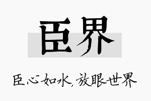 臣界名字的寓意及含义