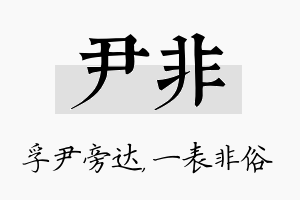 尹非名字的寓意及含义