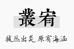 丛宥名字的寓意及含义