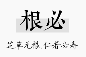 根必名字的寓意及含义