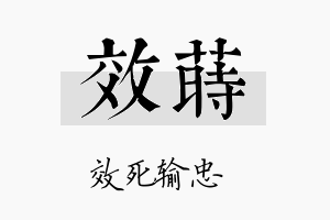 效莳名字的寓意及含义