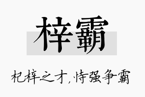 梓霸名字的寓意及含义