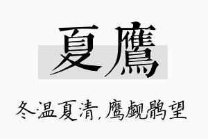 夏鹰名字的寓意及含义