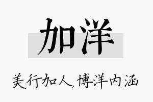 加洋名字的寓意及含义