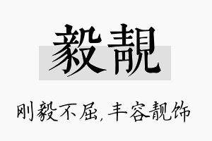 毅靓名字的寓意及含义