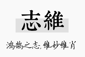 志维名字的寓意及含义