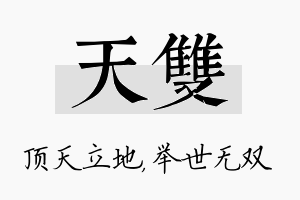 天双名字的寓意及含义