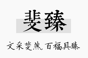 斐臻名字的寓意及含义