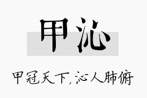 甲沁名字的寓意及含义