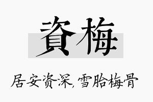 资梅名字的寓意及含义