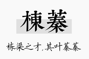 栋蓁名字的寓意及含义