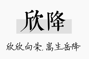 欣降名字的寓意及含义