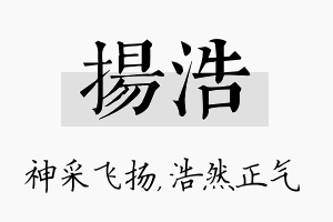 扬浩名字的寓意及含义