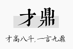 才鼎名字的寓意及含义