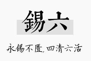 锡六名字的寓意及含义