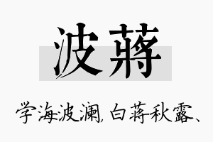 波蒋名字的寓意及含义