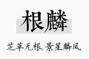 根麟名字的寓意及含义