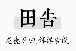 田告名字的寓意及含义