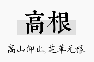 高根名字的寓意及含义