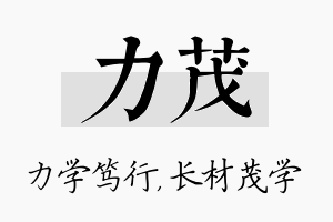 力茂名字的寓意及含义