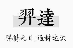 羿达名字的寓意及含义