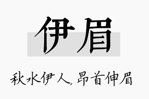 伊眉名字的寓意及含义