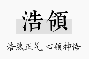 浩领名字的寓意及含义