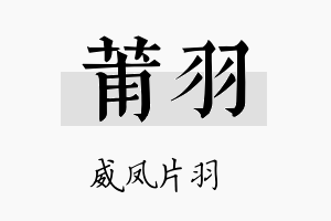 莆羽名字的寓意及含义