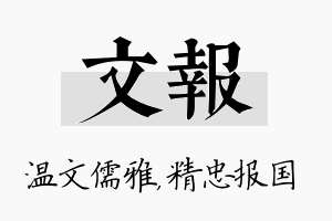 文报名字的寓意及含义