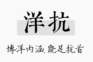 洋抗名字的寓意及含义