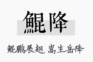 鲲降名字的寓意及含义