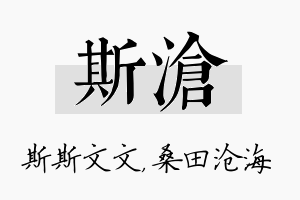 斯沧名字的寓意及含义