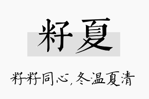 籽夏名字的寓意及含义