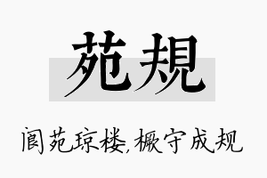 苑规名字的寓意及含义