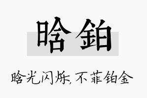 晗铂名字的寓意及含义