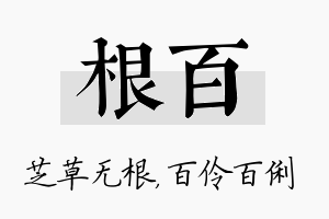 根百名字的寓意及含义