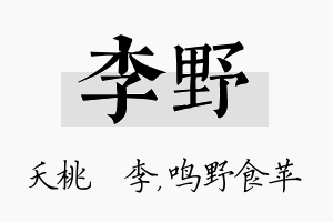 李野名字的寓意及含义