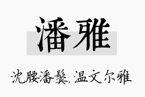 潘雅名字的寓意及含义