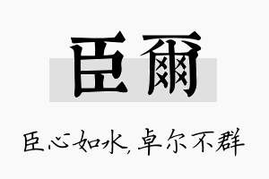 臣尔名字的寓意及含义