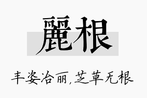 丽根名字的寓意及含义