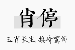 肖停名字的寓意及含义