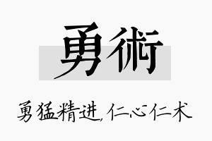 勇术名字的寓意及含义