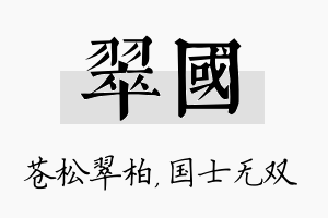 翠国名字的寓意及含义