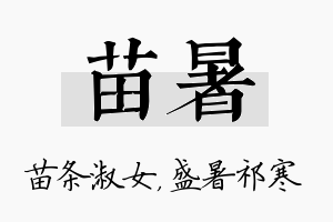 苗暑名字的寓意及含义