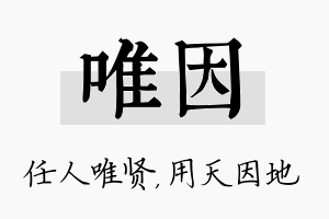 唯因名字的寓意及含义