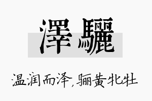 泽骊名字的寓意及含义