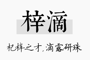 梓滴名字的寓意及含义