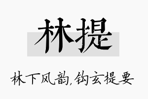 林提名字的寓意及含义